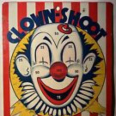 CLOWN-SHOOT BASEBALL MAGNETIC DART BOARD GAME BAR ZIM TOY 1950S