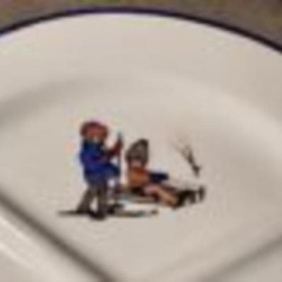 CZECH CERAMIC DIVIDED CHILD'S PLATE vintage 1930s