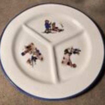 CZECH CERAMIC DIVIDED CHILD'S PLATE vintage 1930s
