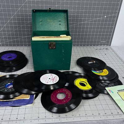 Collection of 45's  Plus the Green Box Pop Music 