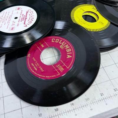 Collection of 45's  Plus the Green Box Pop Music 