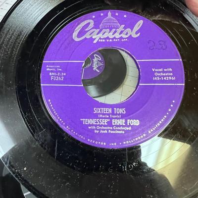 Collection of 45's  Plus the Green Box Pop Music 