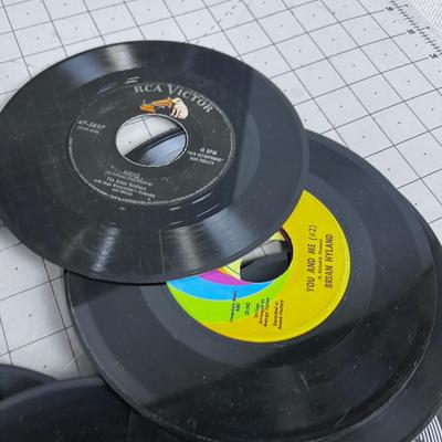 Collection of 45's  Plus the Green Box Pop Music 