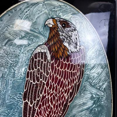 Mother OF Pearl INLAY of a HAWK Picture Signed 