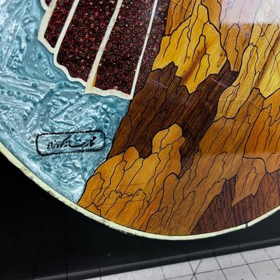 Mother OF Pearl INLAY of a HAWK Picture Signed 