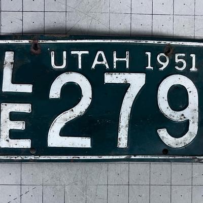 Utah License Plate -1951 Green 