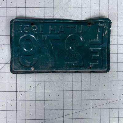 Utah License Plate -1951 Green 