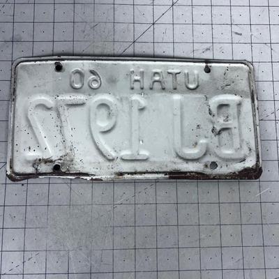Utah License Plate - Red & White 1960  