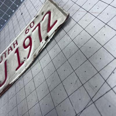 Utah License Plate - Red & White 1960  