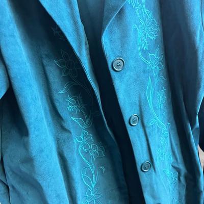 2 Jackets by Susan Graver with Embroidery, Plum and Turquoise Medium