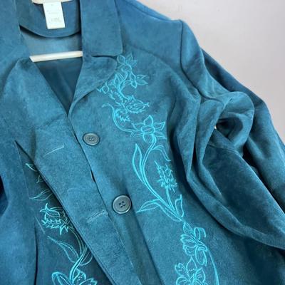 2 Jackets by Susan Graver with Embroidery, Plum and Turquoise Medium