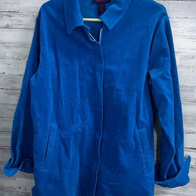 Denim & Co. Corduroy Blue Zippered Jacket, FUN! 