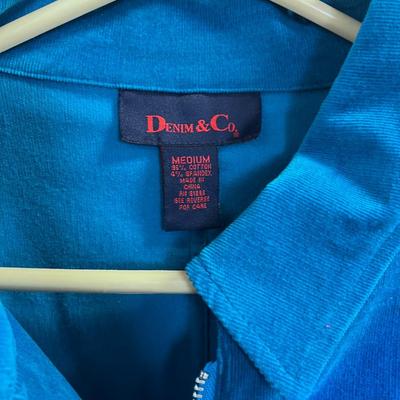 Denim & Co. Corduroy Blue Zippered Jacket, FUN! 