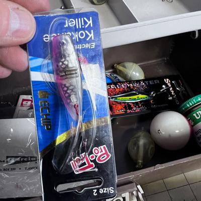 Tackle box and with Tackle and Reels 
