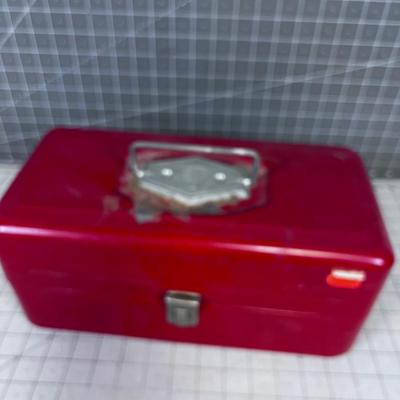 Vintage RED Metal Tackle Box