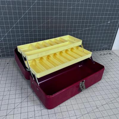 Vintage RED Metal Tackle Box