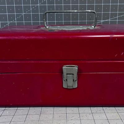 Vintage RED Metal Tackle Box