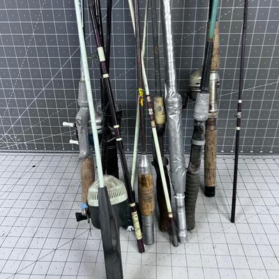 Large Lot of Fishing Poles With Closed Face Reels included