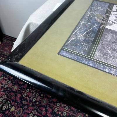 1990's Commercial Art Framed and Matted Vase (Black & Purple tones) 