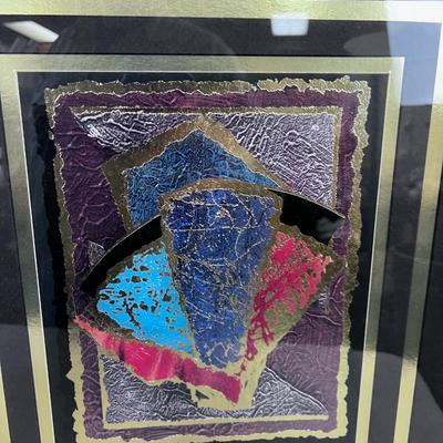 Circa 1990 Abstract Pair Art Framed and Matted 