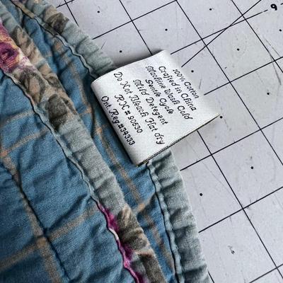 Blue Floral Quilted Throw 100% Cotton Machined