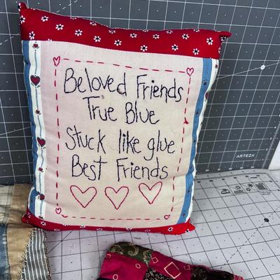 Quilted Doll Bed / Wall Hanging Embroidered and Pillow