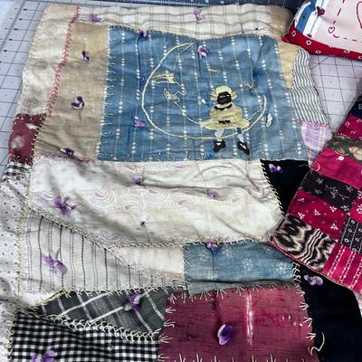 Quilted Doll Bed / Wall Hanging Embroidered and Pillow