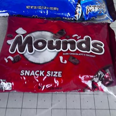 3 Large Bags of Candy: Hershey, Mounds, Almond Joy 