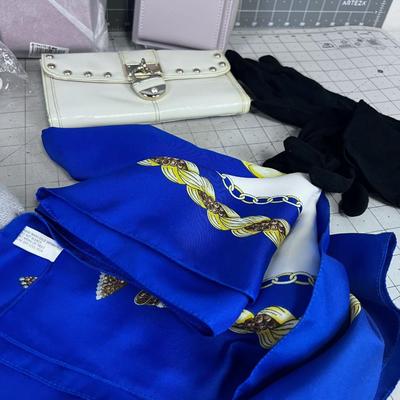 Lot of Lady Things; Scarf, Glove, Wallets, Purse Bags etc.