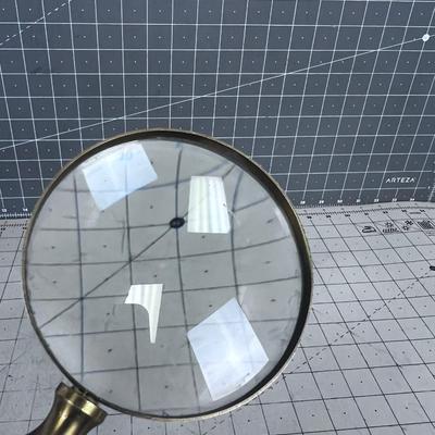 Brass and Leather Handled Magnifying Glass 