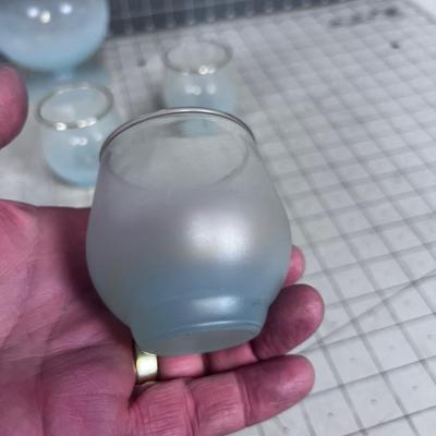 Vintage 1960's Bar Ware, Blue Frosted with Gold Rim NEAT!!!