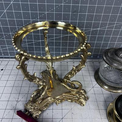 Mixed Lot of BRASS things! - Jars, Stand, Soap Dish 