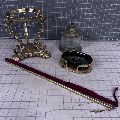 Mixed Lot of BRASS things! - Jars, Stand, Soap Dish 