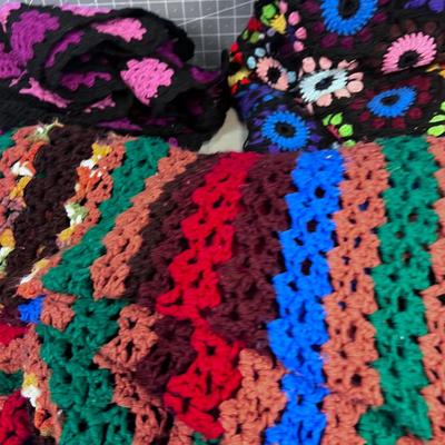 3 Crocheted Afghans VINTAGE!!