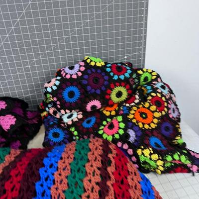 3 Crocheted Afghans VINTAGE!!