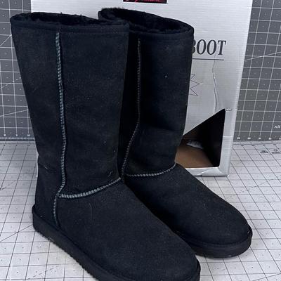 Tall Black Shearling Boots