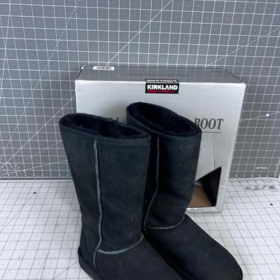 Tall Black Shearling Boots