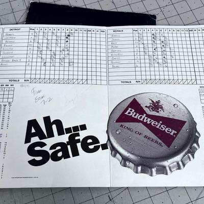 Baseball Memorabilia Score Card and Peach Folder