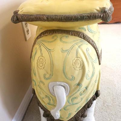 Vintage Terra Cotta Yellow Elephant Garden Stand