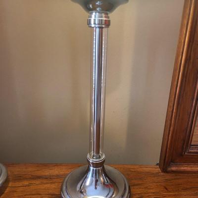2 Modern Silver Metal Table Lamps