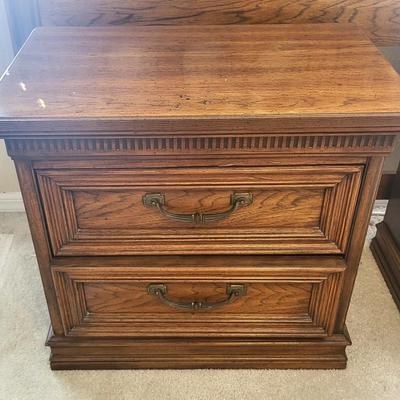2 Thomasville Bedside Cabinets with Queen Bed Headboard