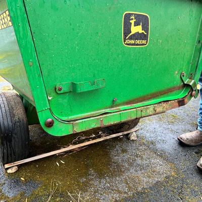 John Deere D100 Lawn Tractor Mower w Bagger Hopper/Chute, Utility Cart, Snow Blade & Weights