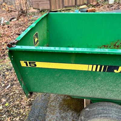 John Deere D100 Lawn Tractor Mower w Bagger Hopper/Chute, Utility Cart, Snow Blade & Weights