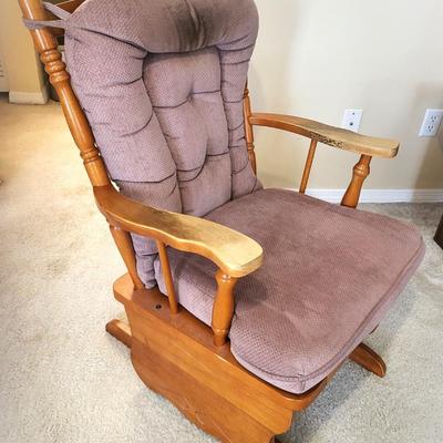 Wood Rocker with Pink Cushions