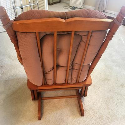 Wood Rocker with Pink Cushions