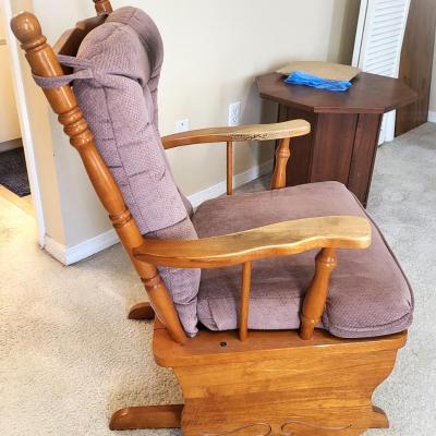 Wood Rocker with Pink Cushions