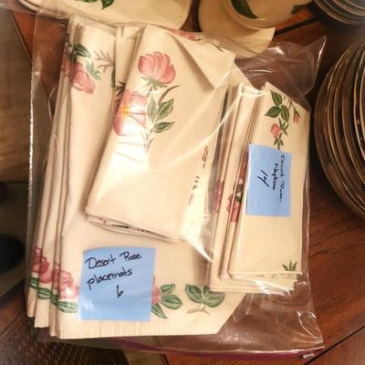 Franciscan " DESERT ROSE " China Lot with Linens and Cups