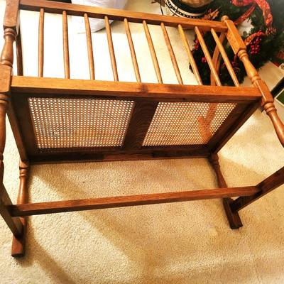 Mid Century Modern Neoclassical Caned Oak Settee