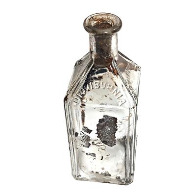 Antique Clear Glass Cork Top Dioviburnia Bottle