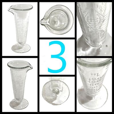 3 Antique Clear Glass Apothcary Beakers